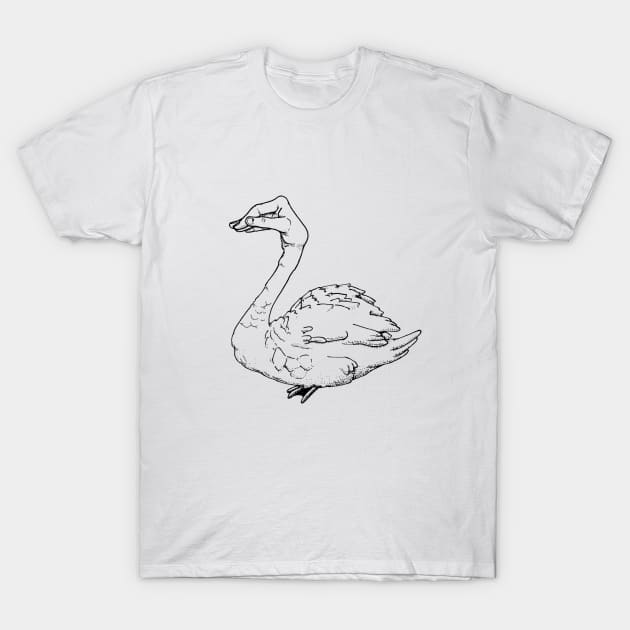 Hand Swan T-Shirt by Paper Wizard